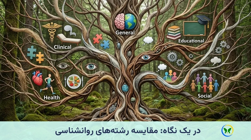 در یک نگاه: مقایسه رشته‌های روانشناسی